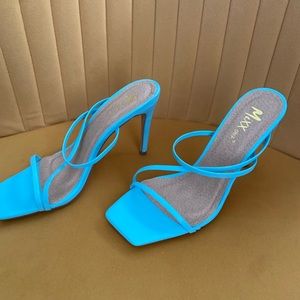 Baby blue heel strap stiletto
